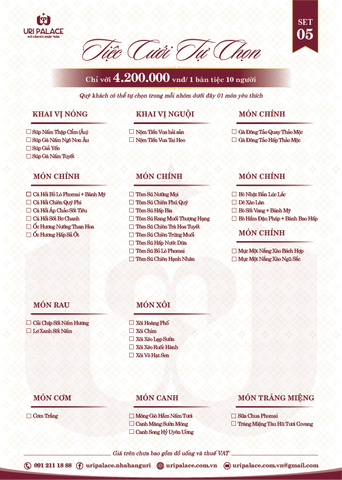 SET THỰC ĐƠN TIỆC CƯỚI 5